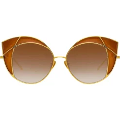 Linda Farrow - 856 C2 Cat Eye Sunglasses - Yellow Gold and Tobacco - Linda Farrow Eyewear - Avvenice