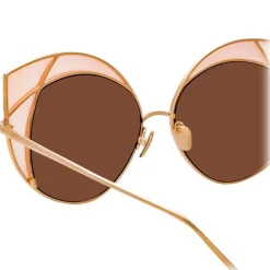 Linda Farrow - 856 C6 Cat Eye Sunglasses - Rose Gold and Peach Frame - Linda Farrow Eyewear - Avvenice