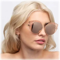 Linda Farrow - 856 C6 Cat Eye Sunglasses - Rose Gold and Peach Frame - Linda Farrow Eyewear - Avvenice