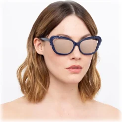 Linda Farrow - 824 C4 Cat Eye Sunglasses - Navy - Linda Farrow Eyewear - Avvenice