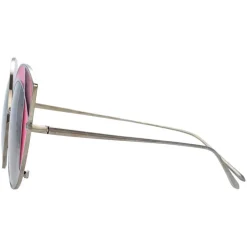 Linda Farrow - 856 C5 Cat Eye Sunglasses - Yellow Gold and Crimson with Pink Frame - Linda Farrow Eyewear - Avvenice