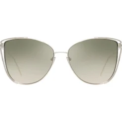 Linda Farrow - 809 C5 Cat Eye Sunglasses - White Gold - Linda Farrow Eyewear - Avvenice