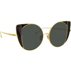 Linda Farrow - 854 C1 Cat Eye Sunglasses - Yellow Gold and Black - Linda Farrow Eyewear - Avvenice