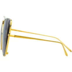 Linda Farrow - 854 C1 Cat Eye Sunglasses - Yellow Gold and Black - Linda Farrow Eyewear - Avvenice