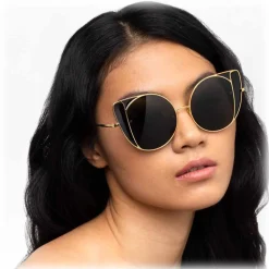 Linda Farrow - 854 C1 Cat Eye Sunglasses - Yellow Gold and Black - Linda Farrow Eyewear - Avvenice