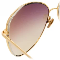 Linda Farrow - 566 C5 Cat Eye Sunglasses - Gold - Linda Farrow Eyewear - Avvenice