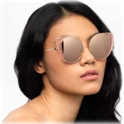Linda Farrow - 854 C6 Cat Eye Sunglasses - Rose Gold and Peach - Linda Farrow Eyewear - Avvenice