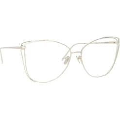 Linda Farrow - 809 C9 Cat Eye Optical Frames - White Gold - Linda Farrow Eyewear - Avvenice