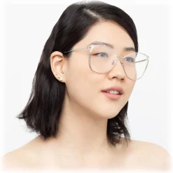 Linda Farrow - 809 C9 Cat Eye Optical Frames - White Gold - Linda Farrow Eyewear - Avvenice