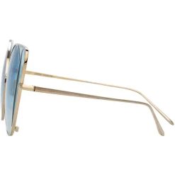Linda Farrow - 854 C7 Cat Eye Sunglasses - Light Gold and Blue - Linda Farrow Eyewear - Avvenice
