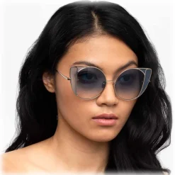 Linda Farrow - 854 C7 Cat Eye Sunglasses - Light Gold and Blue - Linda Farrow Eyewear - Avvenice