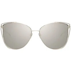 Linda Farrow - 809 C2 Cat Eye Sunglasses - White Gold - Linda Farrow Eyewear - Avvenice