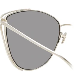 Linda Farrow - 809 C2 Cat Eye Sunglasses - White Gold - Linda Farrow Eyewear - Avvenice