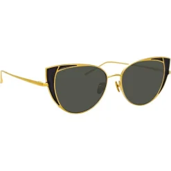 Linda Farrow - 855 C1 Cat Eye Sunglasses - Yellow Gold and Black - Linda Farrow Eyewear - Avvenice