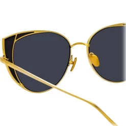 Linda Farrow - 855 C1 Cat Eye Sunglasses - Yellow Gold and Black - Linda Farrow Eyewear - Avvenice