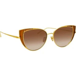 Linda Farrow - 855 C2 Cat Eye Sunglasses - Yellow Gold and Tobacco - Linda Farrow Eyewear - Avvenice