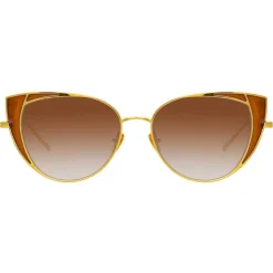 Linda Farrow - 855 C2 Cat Eye Sunglasses - Yellow Gold and Tobacco - Linda Farrow Eyewear - Avvenice