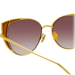 Linda Farrow - 855 C2 Cat Eye Sunglasses - Yellow Gold and Tobacco - Linda Farrow Eyewear - Avvenice