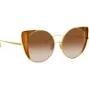 Linda Farrow - 854 C2 Cat Eye Sunglasses - Yellow Gold and Tobacco - Linda Farrow Eyewear - Avvenice