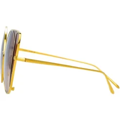Linda Farrow - 854 C2 Cat Eye Sunglasses - Yellow Gold and Tobacco - Linda Farrow Eyewear - Avvenice