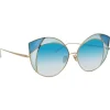 Linda Farrow - 856 C7 Cat Eye Sunglasses - Light Gold and Dark Blue Frame - Linda Farrow Eyewear - Avvenice