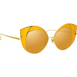 Linda Farrow - 856 C4 Cat Eye Sunglasses - Yellow Gold and Yellow Frame - Linda Farrow Eyewear - Avvenice