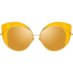 Linda Farrow - 856 C4 Cat Eye Sunglasses - Yellow Gold and Yellow Frame - Linda Farrow Eyewear - Avvenice