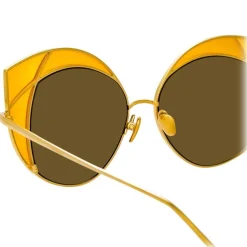 Linda Farrow - 856 C4 Cat Eye Sunglasses - Yellow Gold and Yellow Frame - Linda Farrow Eyewear - Avvenice
