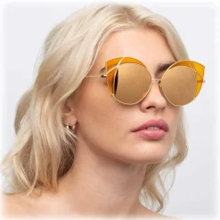 Linda Farrow - 856 C4 Cat Eye Sunglasses - Yellow Gold and Yellow Frame - Linda Farrow Eyewear - Avvenice