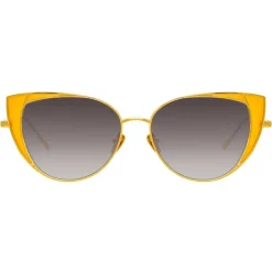 Linda Farrow - 855 C3 Cat Eye Sunglasses - Yellow Gold and Yellow - Linda Farrow Eyewear - Avvenice