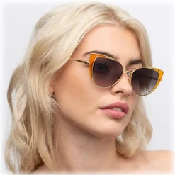 Linda Farrow - 855 C3 Cat Eye Sunglasses - Yellow Gold and Yellow - Linda Farrow Eyewear - Avvenice