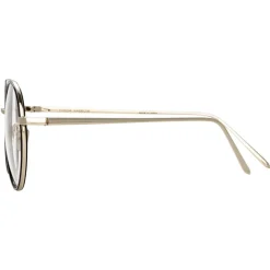 Linda Farrow - 718 C3 Oval Optical Frames - White Gold and Black - Linda Farrow Eyewear - Avvenice