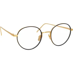 Linda Farrow - 718 C1 Oval Optical Frames - Yellow Gold and Black - Linda Farrow Eyewear - Avvenice