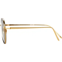 Linda Farrow - 718 C1 Oval Optical Frames - Yellow Gold and Black - Linda Farrow Eyewear - Avvenice