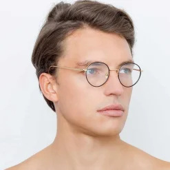 Linda Farrow - 718 C1 Oval Optical Frames - Yellow Gold and Black - Linda Farrow Eyewear - Avvenice