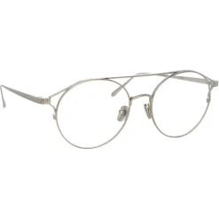 Linda Farrow - 825 C9 Oval Optical Frames - Optical Lens in White Gold Frame - Linda Farrow Eyewear - Avvenice
