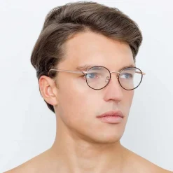 Linda Farrow - 748 C1 Oval Optical Frames - Yellow Gold and Black - Linda Farrow Eyewear - Avvenice