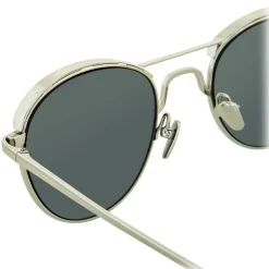 Linda Farrow - 623 C2 Oval Sunglasses - White Gold - Linda Farrow Eyewear - Avvenice