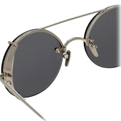 Linda Farrow - 730 C2 Oval Sunglasses - White Gold - Linda Farrow Eyewear - Avvenice