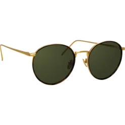 Linda Farrow - 704 C4 Oval Sunglasses - Yellow Gold and Tortoiseshell - Linda Farrow Eyewear - Avvenice