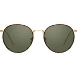 Linda Farrow - 704 C4 Oval Sunglasses - Yellow Gold and Tortoiseshell - Linda Farrow Eyewear - Avvenice
