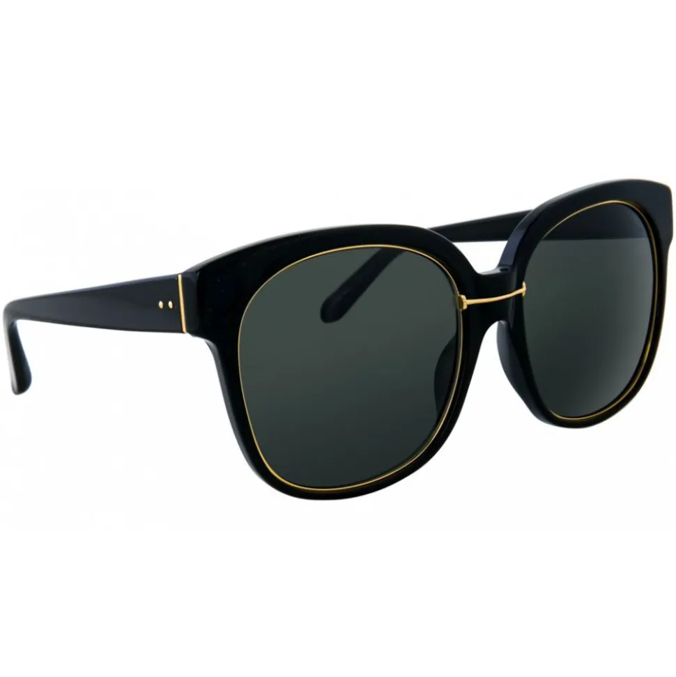 Linda Farrow - 651 C1 Oversized Sunglasses - Black & Gold - Linda Farrow Eyewear - Avvenice