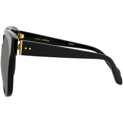 Linda Farrow - 651 C1 Oversized Sunglasses - Black & Gold - Linda Farrow Eyewear - Avvenice