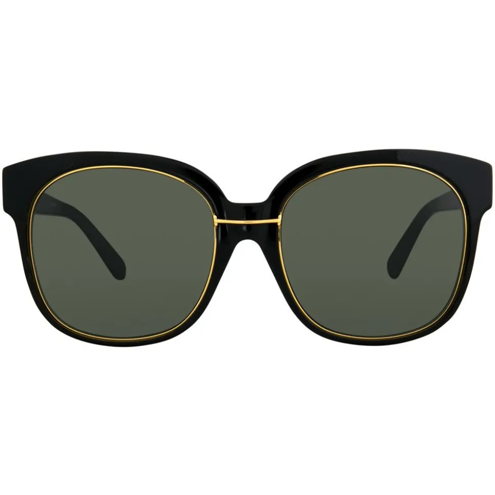 Linda Farrow - 651 C1 Oversized Sunglasses - Black & Gold - Linda Farrow Eyewear - Avvenice
