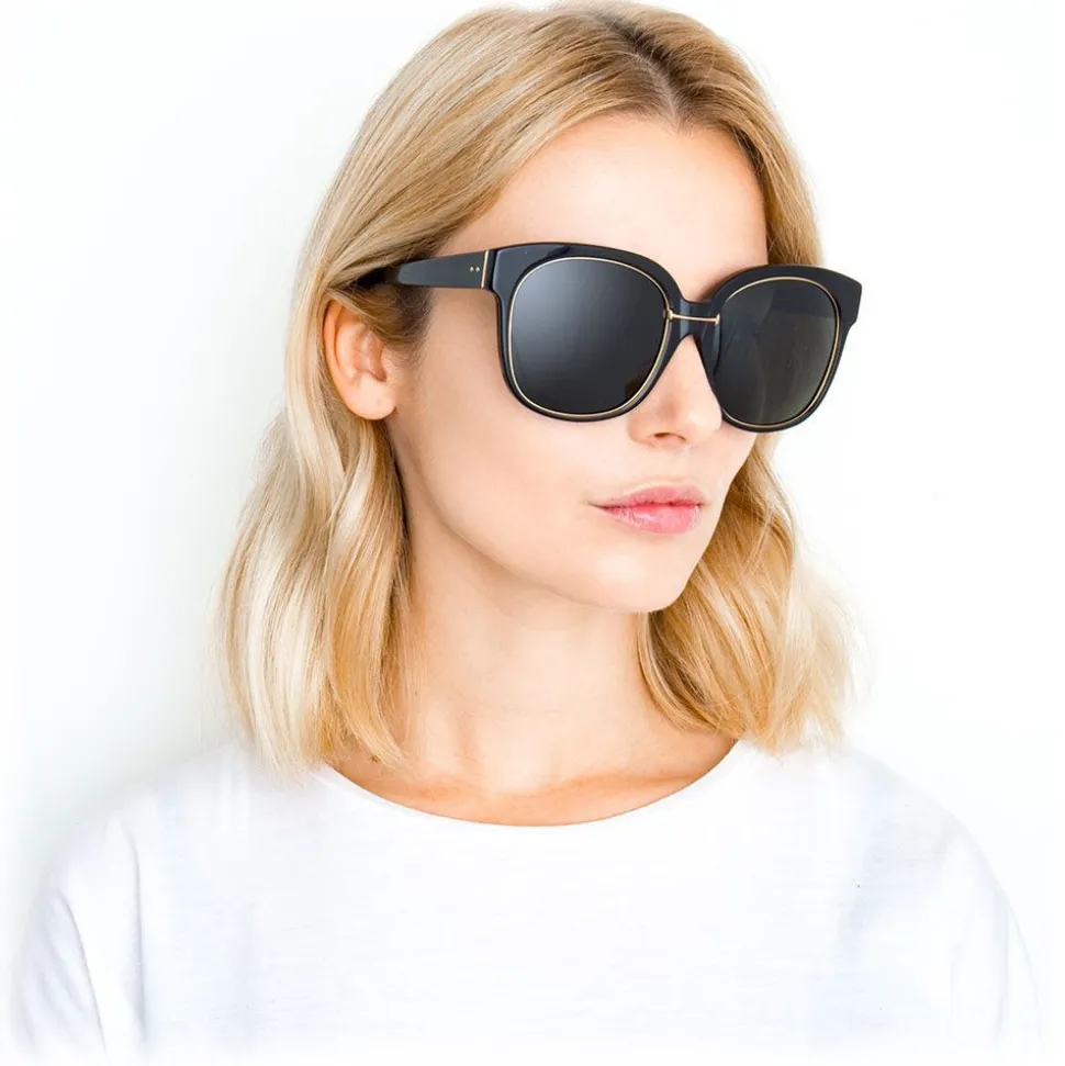 Linda Farrow - 651 C1 Oversized Sunglasses - Black & Gold - Linda Farrow Eyewear - Avvenice