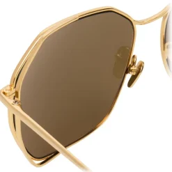 Linda Farrow - 350 C11 Oversized Sunglasses - Gold - Linda Farrow Eyewear - Avvenice