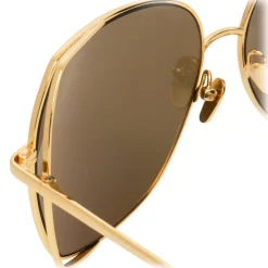 Linda Farrow - 590 C1 Oversized Sunglasses - Gold - Linda Farrow Eyewear - Avvenice