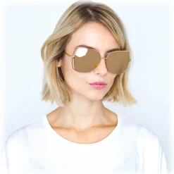 Linda Farrow - 590 C1 Oversized Sunglasses - Gold - Linda Farrow Eyewear - Avvenice