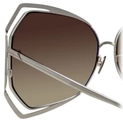 Linda Farrow - 695 C5 Oversized Sunglasses - White Gold - Linda Farrow Eyewear - Avvenice