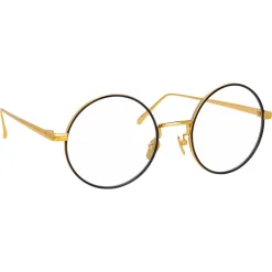 Linda Farrow - 749 C1 Round Optical Frames - Yellow Gold and Black - Linda Farrow Eyewear - Avvenice